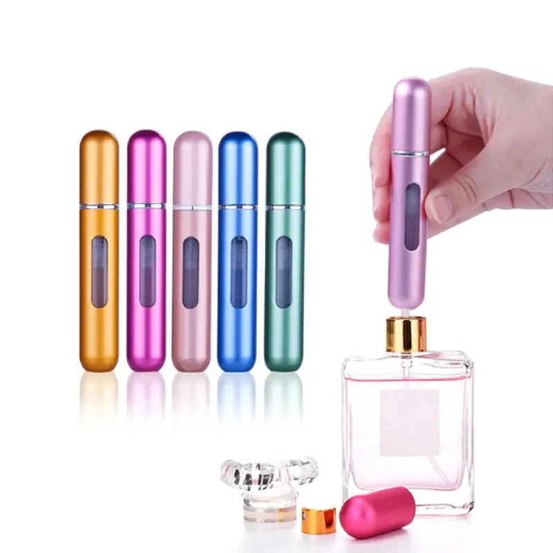 8ml Multi Color Aluminum Mini Perfume Bottle with Spray Pump Portable Empty Refillable Atomizer Bottle for Travel Essential