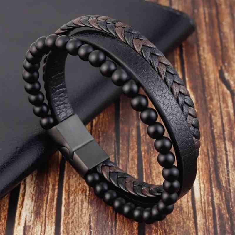 Men Classic Hand Woven Multi-Layer Combination Bracelet Gift Jewelry