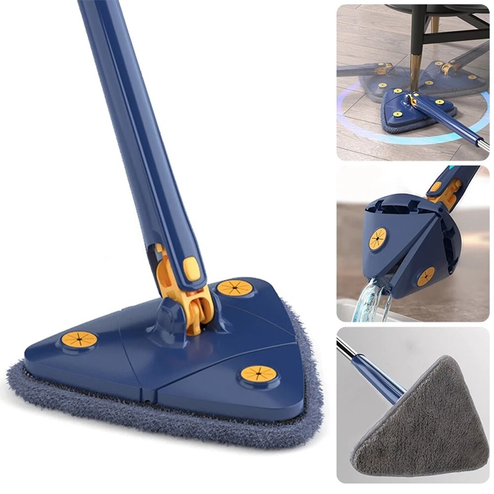 Telescopic Triangle Mop Self-wringing Triangle Extended Mop Floor Squeeze Hand Washing Tool Rotate Household Cleaning