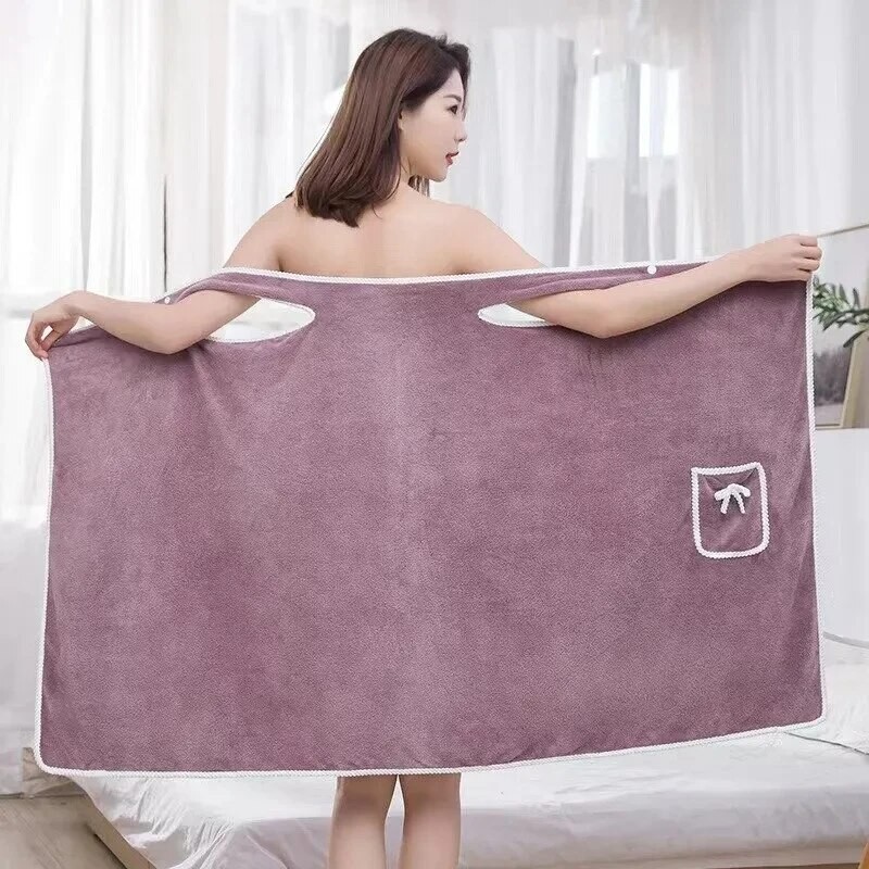 Womens Wearable Towels  140*85Cm Fast Drying Bathing Beach Spa Bathrobes Wash Clothing, Shower Bath And Gym Towel