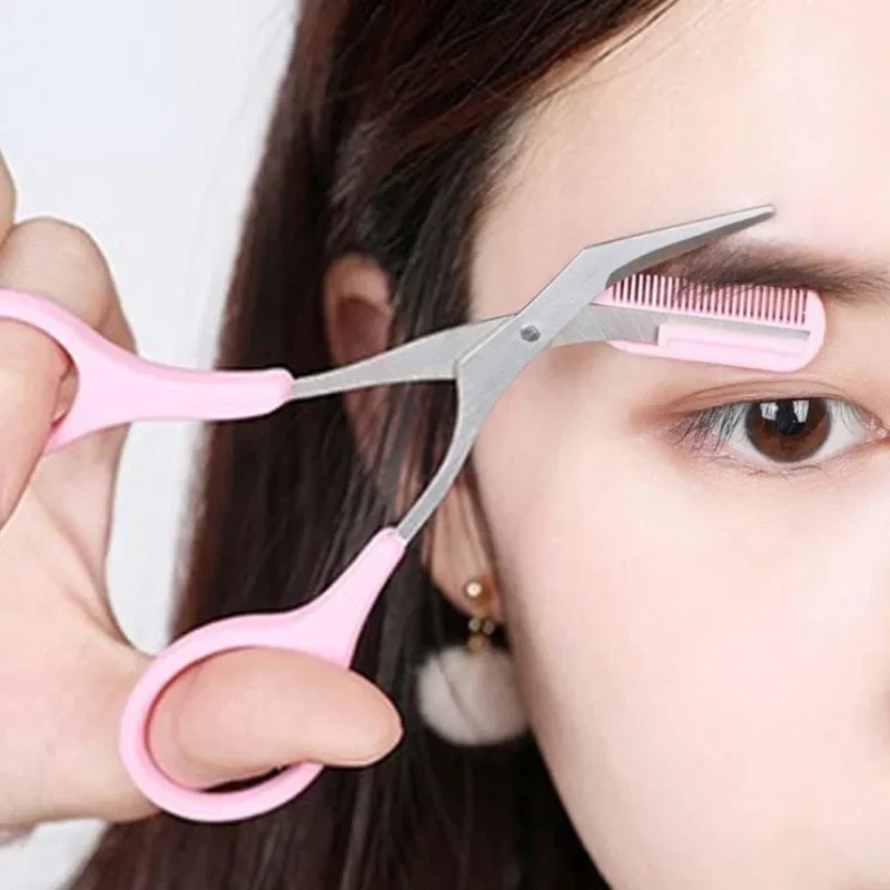 Eyebrow Trimmer Scissor Beauty Products for Women Eyebrow Scissors with Comb Stainless Steel Makeup