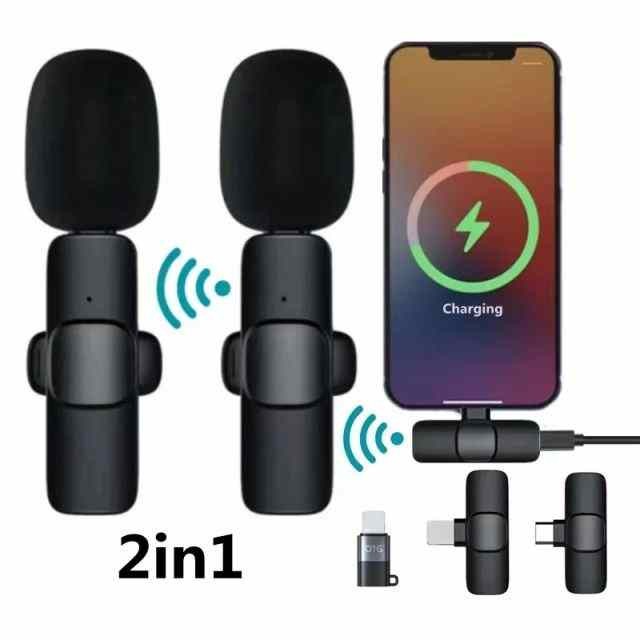 Wireless Lavalier Microphone Audio Video Recording Plug Play Mic For IPhone Android Live Game Smartphone Camera