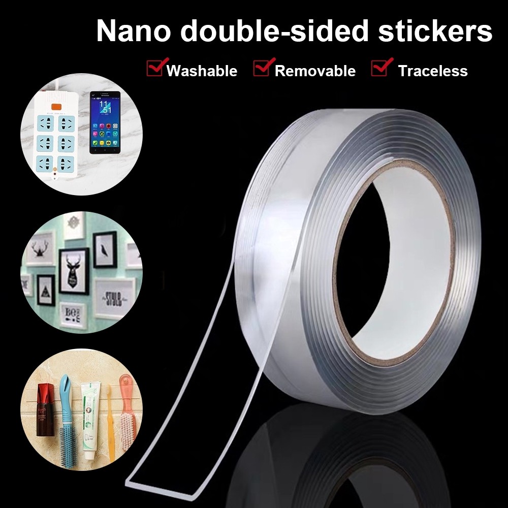 1-5M Nano Double Sided Tape Heavy Duty Transparent Adhesive Strong Sticky Multipurpose Reusable Waterproof Mounting Tape